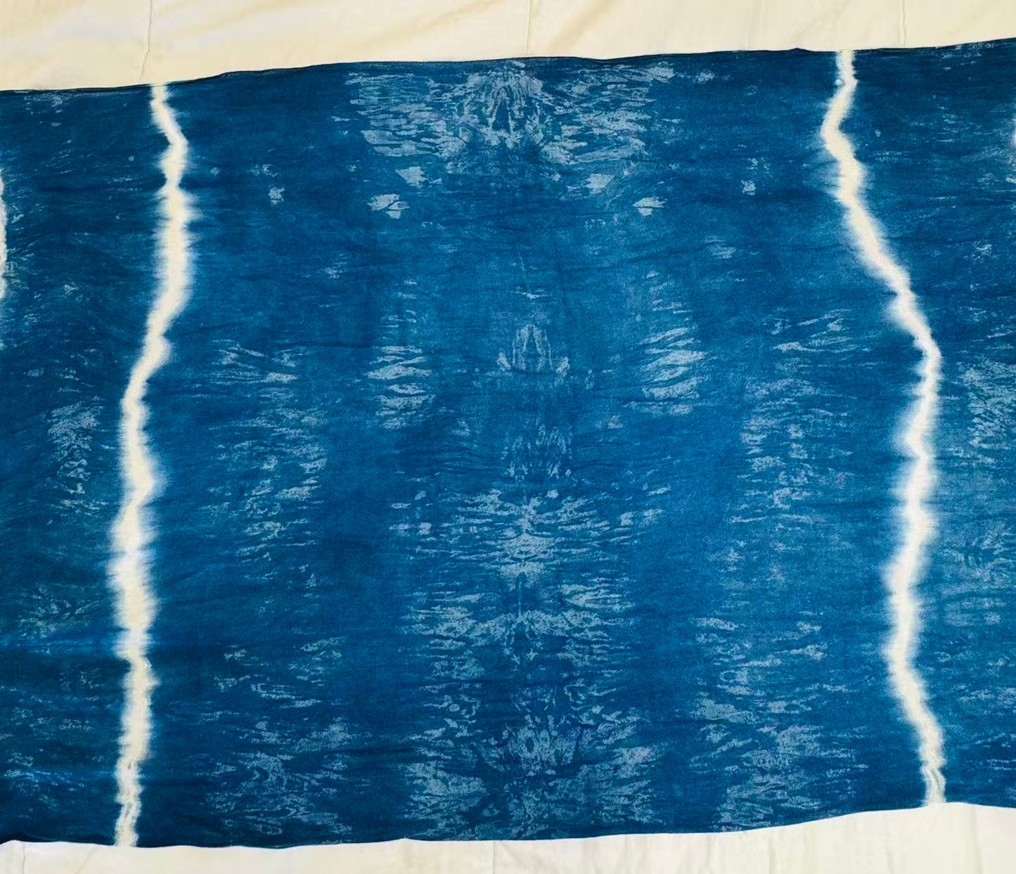 BA-21: Handmade Indigo Tie-Dye oversized scarf / soft warm shawl wrap