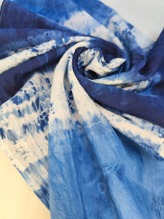 Blue and white patterned fabric