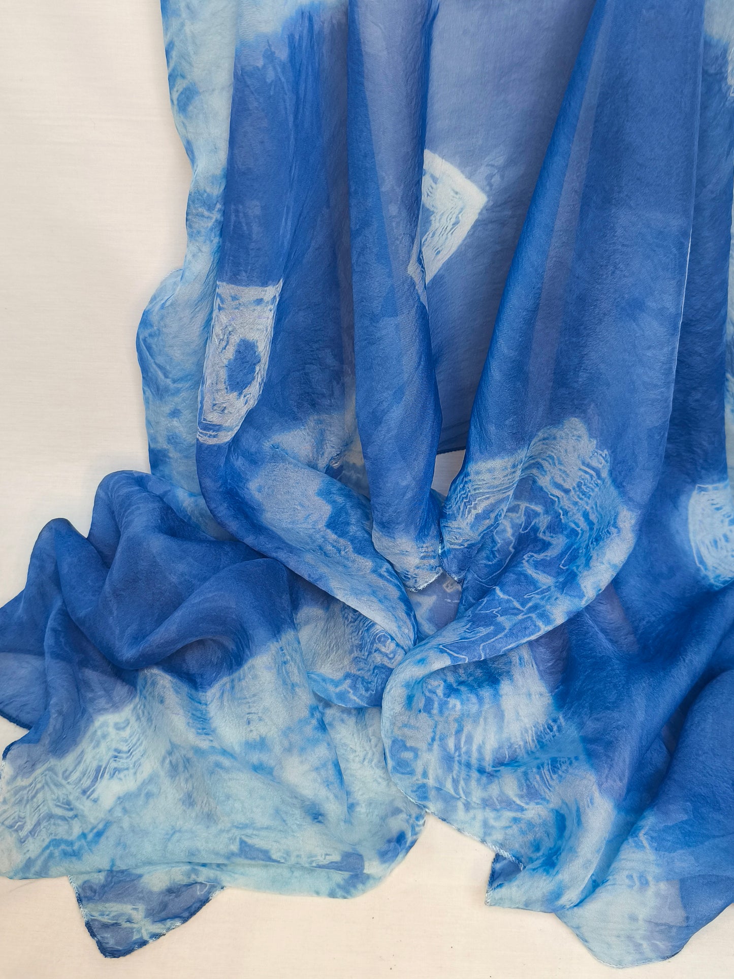 Indigo Tie Dye Scarf, Wave-Stamped Starry Galaxy Shawl,  Cotton Scarf Wrap, Travel Accessory, Blue Batik Shawl, Shibori Scarf, Art to Wear, Statement Scarf, Festival Outfit, Slow Fashion Clothing, Hand Dyed Fringe Scarf, Gift for Her #BH21D
