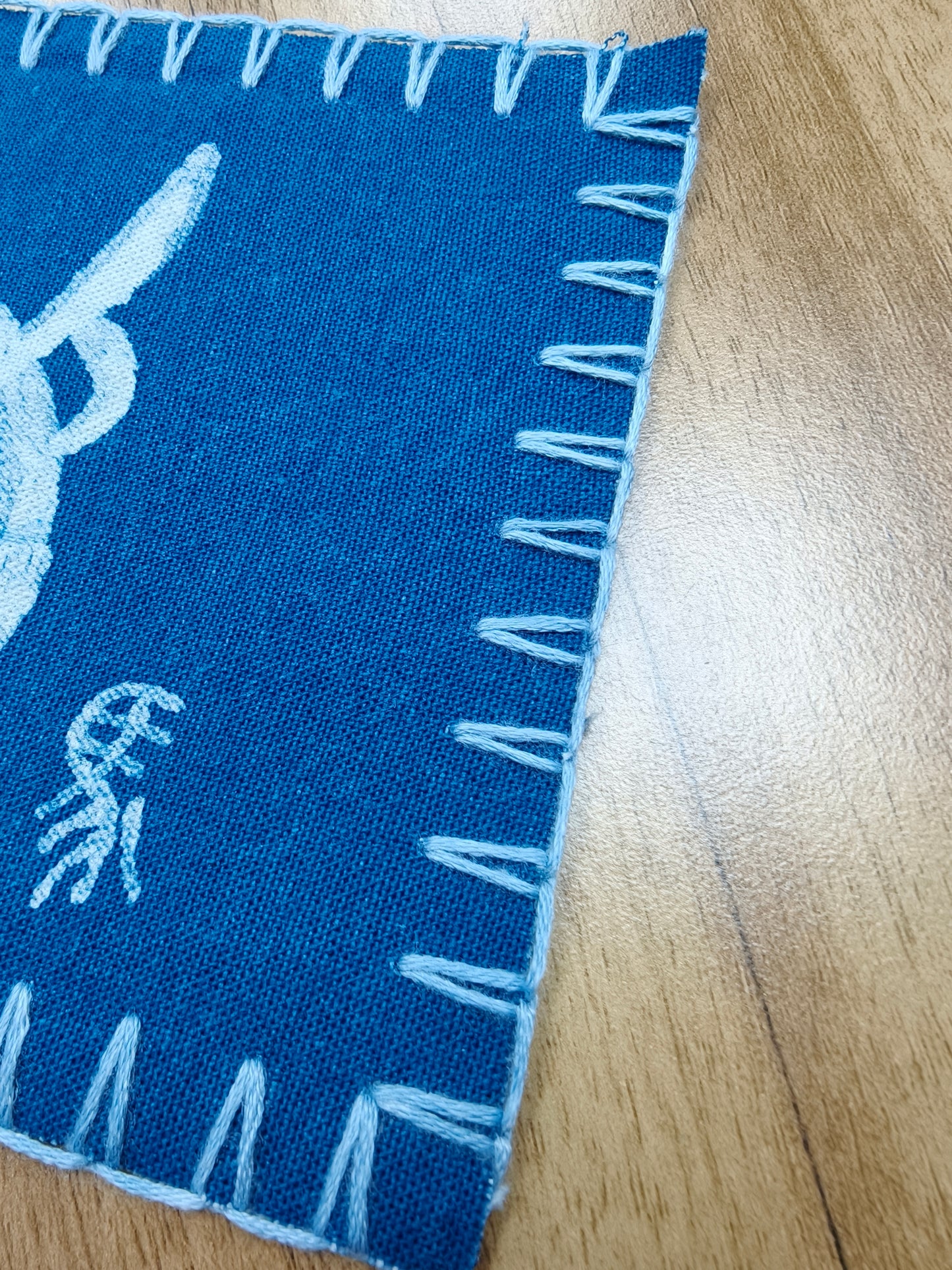 Handmade Indigo Batik Zodiac Coasters, Set of 12 Chinese Zodiac Tea Coasters, Nüshu Embroidered Cotton Drink Coasters