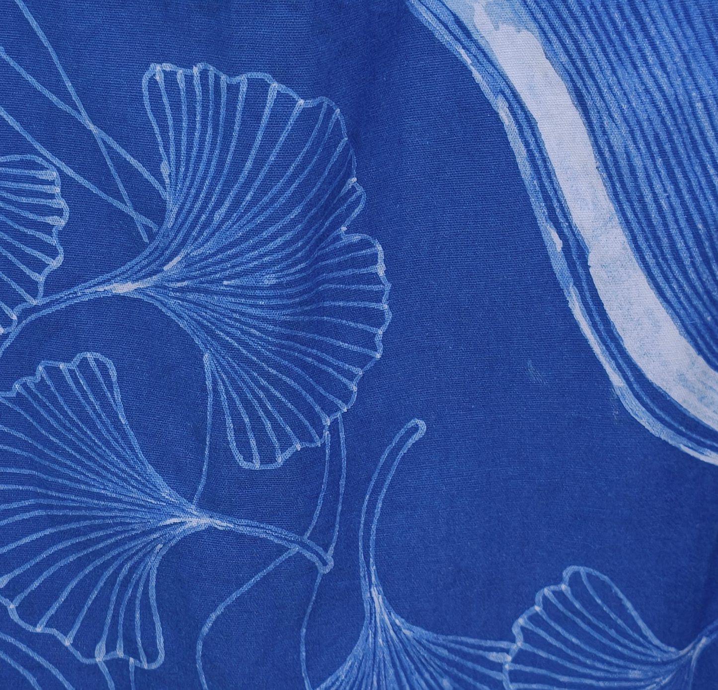 Handmade Indigo Batik Ginkgo Tote Bag, Large Cotton Canvas Shoulder Bag, Eco-Friendly Everyday Market Tote