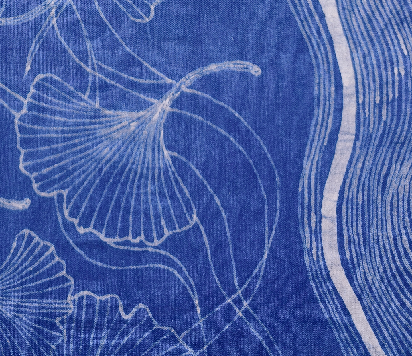 Handmade Indigo Batik Ginkgo Wall Hanging, Botanical Textile Art, Wabi-Sabi Zen Home Décor, Cotton Wall Art