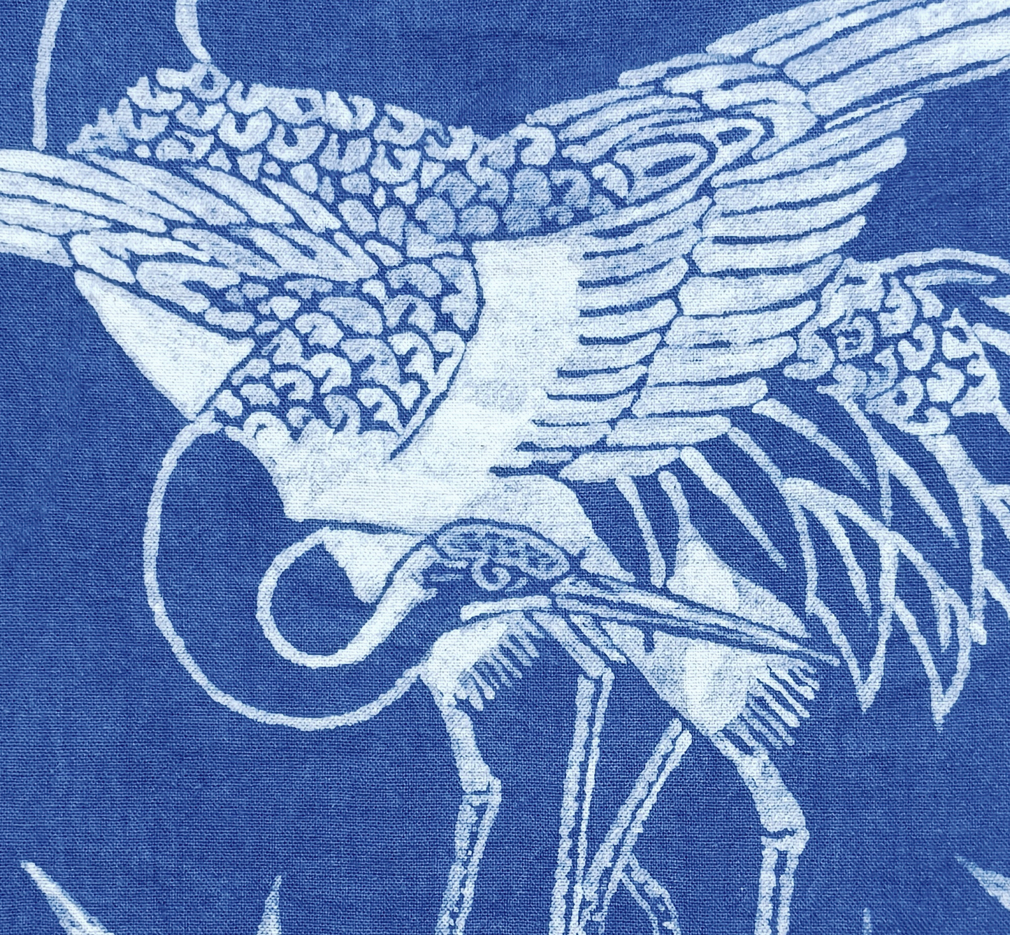 Handmade Indigo Batik Pine & Crane Wall Hanging, Chinese Longevity Textile Art, Zen Home Décor, Cotton Wall Art