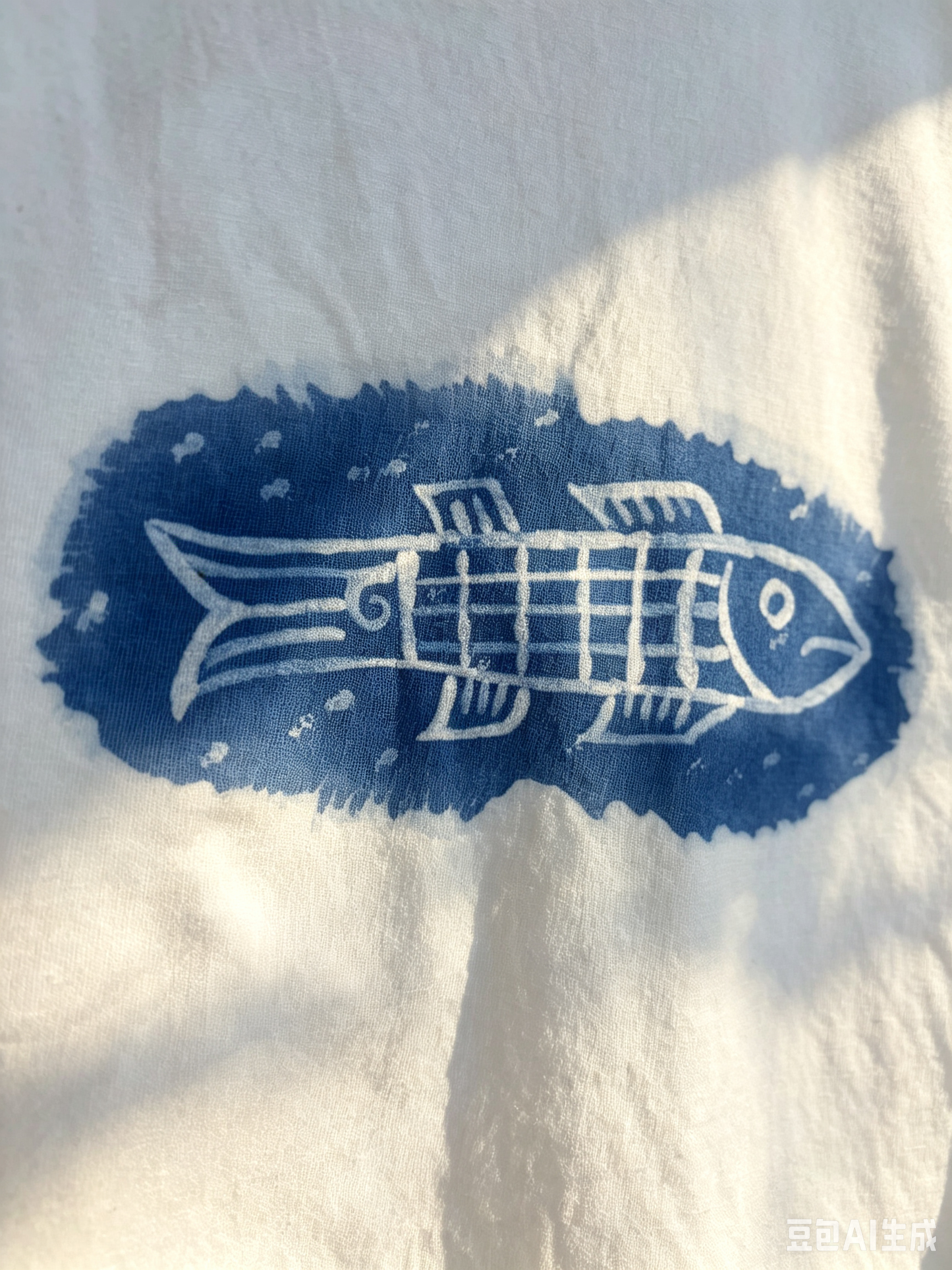 Handmade Han Dynasty Fish Batik T-Shirt | Natural Indigo Cotton Graphic Tee | Oriental Traditional Shirt | Hand-Dyed Unisex Art Tee | Cultural Gift