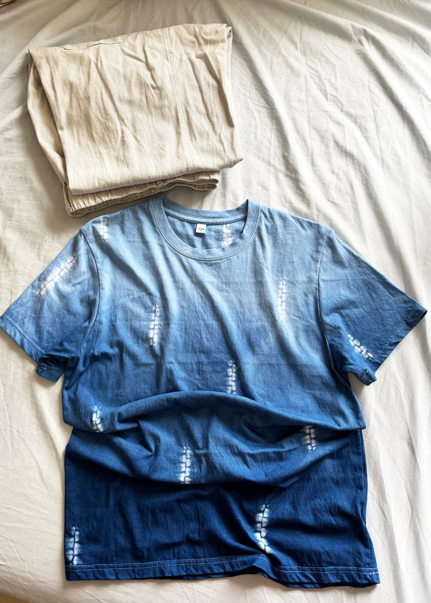 Handmade Indigo Shibori Tie-Dye T-Shirt | Natural Indigo Cotton Tee | Floral String Tie Dye Shirt | Unisex Handmade Graphic Tee | Wearable Textile Art