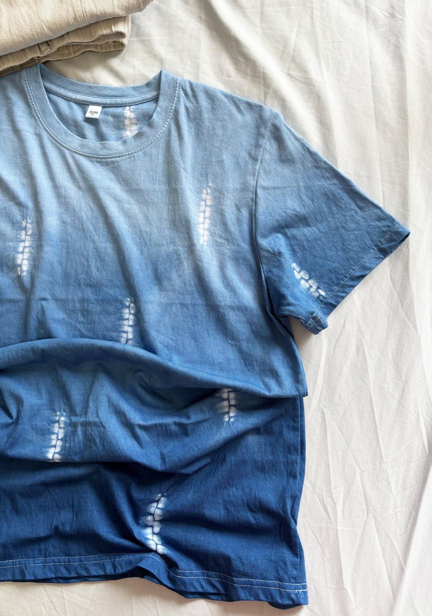 Handmade Indigo Shibori Tie-Dye T-Shirt | Natural Indigo Cotton Tee | Floral String Tie Dye Shirt | Unisex Handmade Graphic Tee | Wearable Textile Art