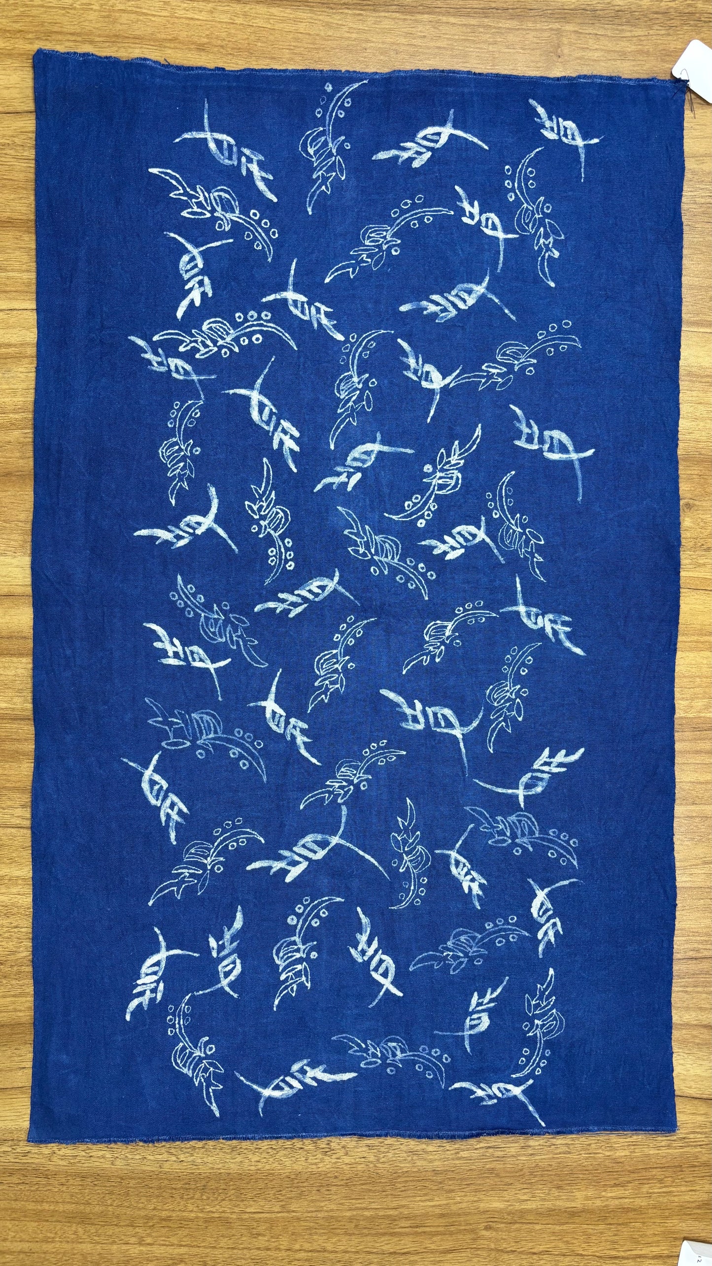 Handmade Indigo Batik Nüshu Wall Hanging, Women's Script Textile Art, Chinese Heritage Home Décor