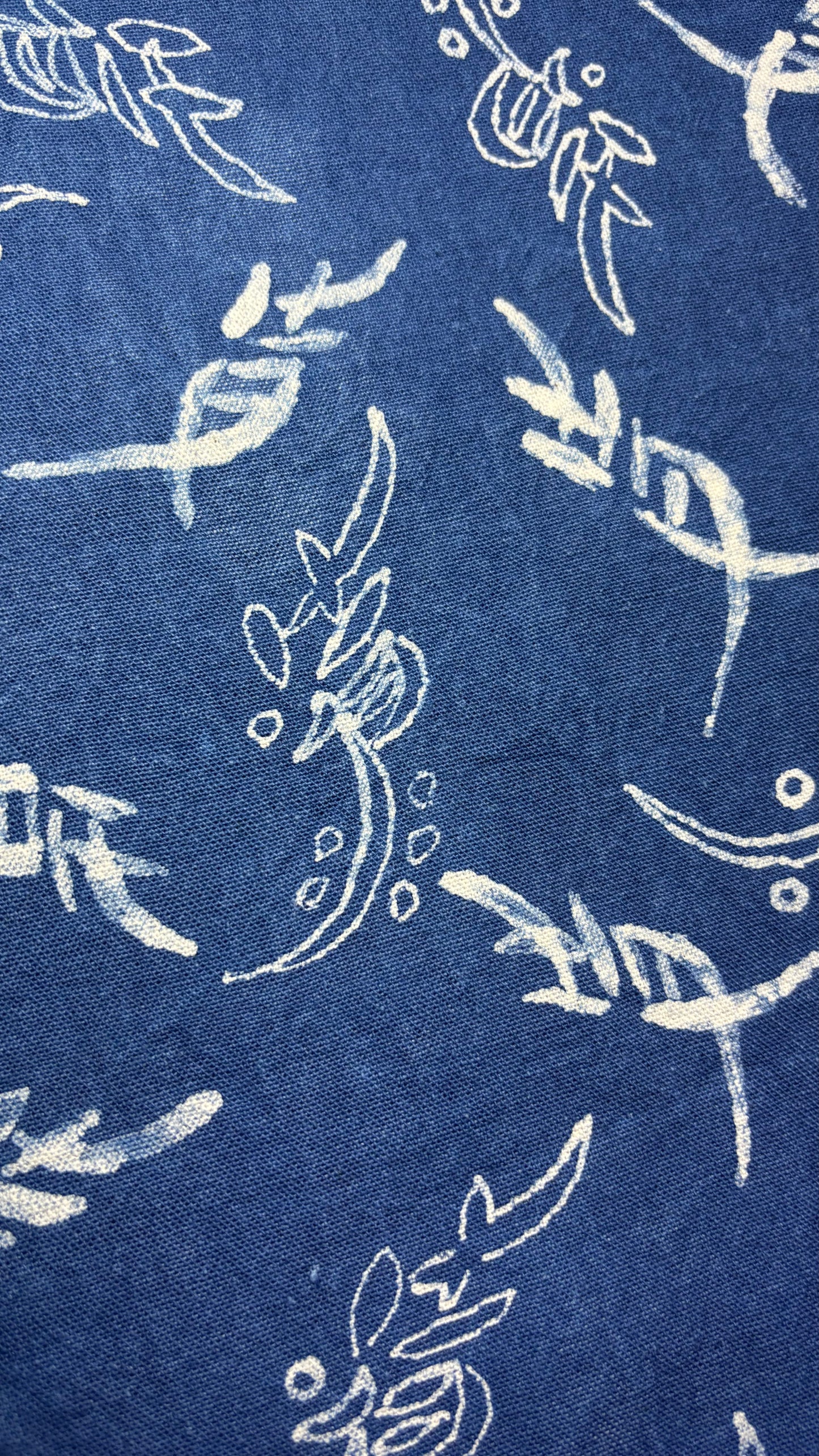 Handmade Indigo Batik Nüshu Wall Hanging, Women's Script Textile Art, Chinese Heritage Home Décor