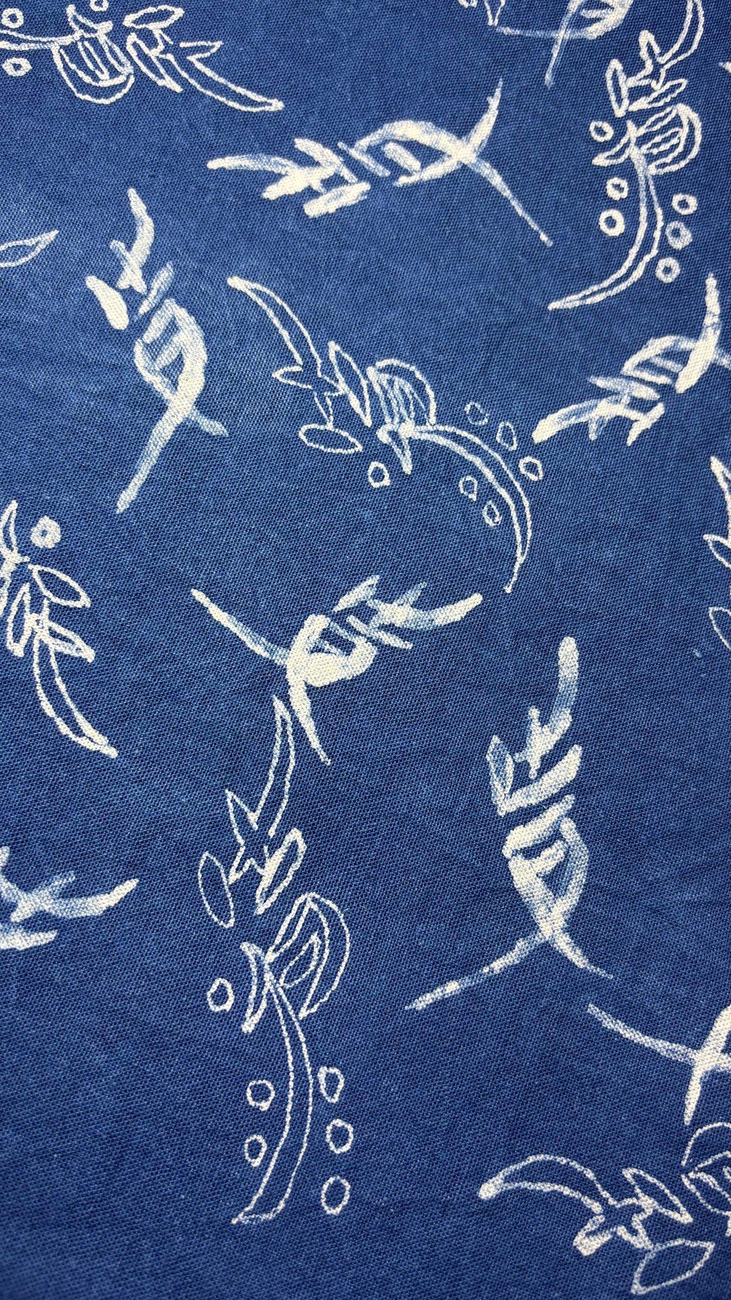 Handmade Indigo Batik Nüshu Wall Hanging, Women's Script Textile Art, Chinese Heritage Home Décor