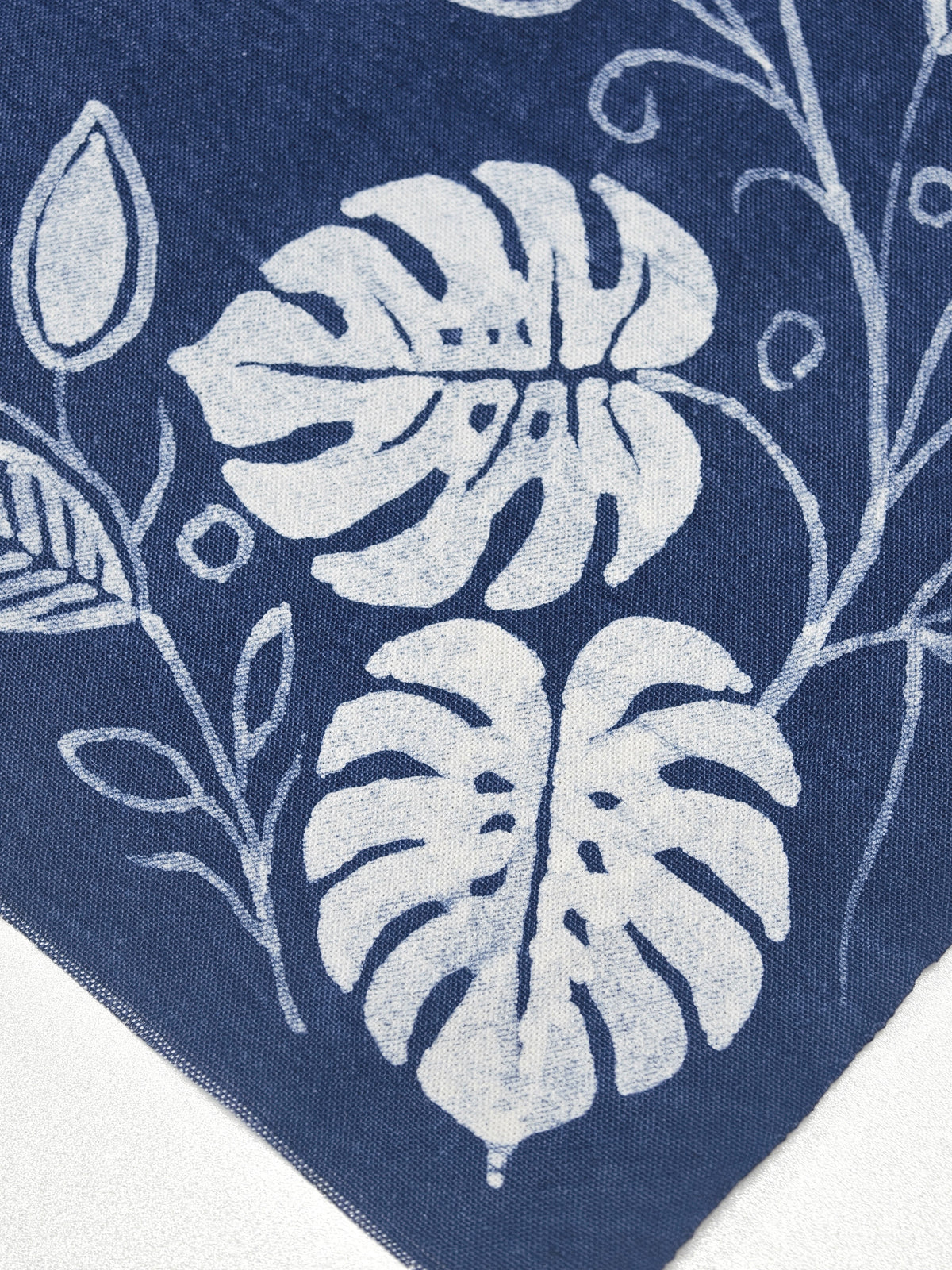 Handmade Indigo Batik Monstera Placemats, Botanical Table Mats, Natural Indigo Dyed Cotton, Tropical Leaf Tea Mat, Wabi Sabi Decor