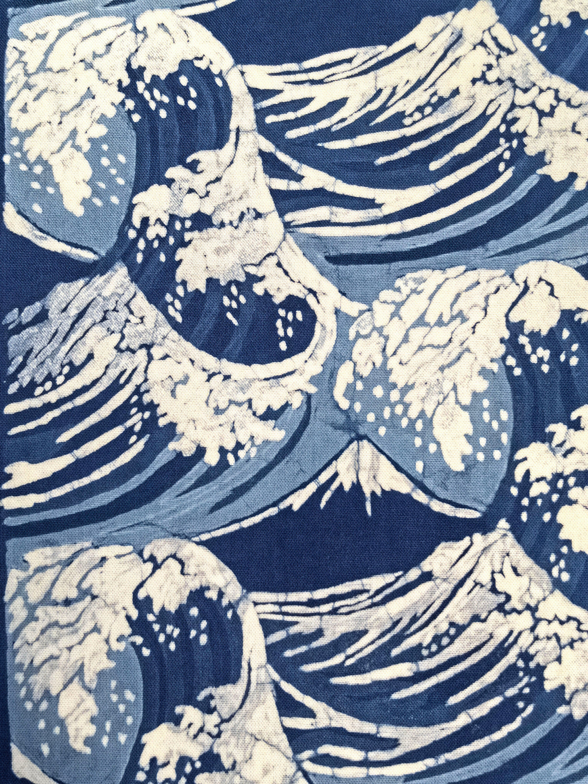 Ocean Waves Batik Wall Art – Handmade Indigo Textile Art, Coastal Wall Decor, Dorm & Apartment Decor, A4 Framed or Unframed