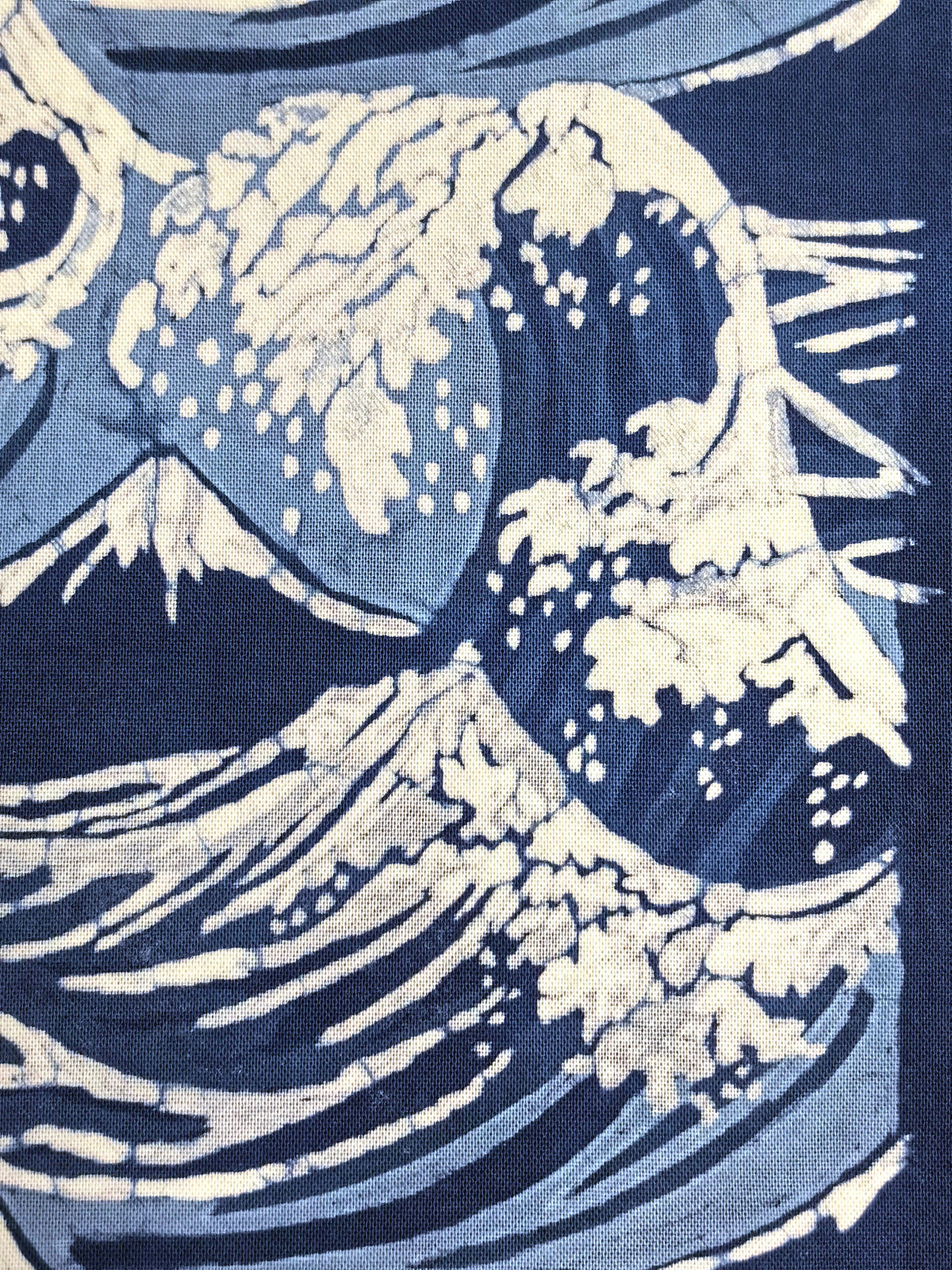 Ocean Waves Batik Wall Art – Handmade Indigo Textile Art, Coastal Wall Decor, Dorm & Apartment Decor, A4 Framed or Unframed