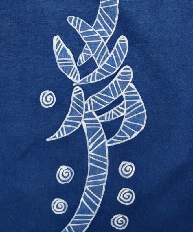 Handmade Indigo Batik Nüshu Tote Bag, Cotton Canvas Shoulder Bag, Women's Script Artisan Market Tote