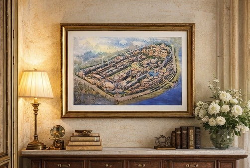 AP-04: Echoes of a Perfect City – Limited Edition Signed Art Print (12x16) by Kurt Xu | Architectural Cityscape Wall Art | Fine Art Illustration