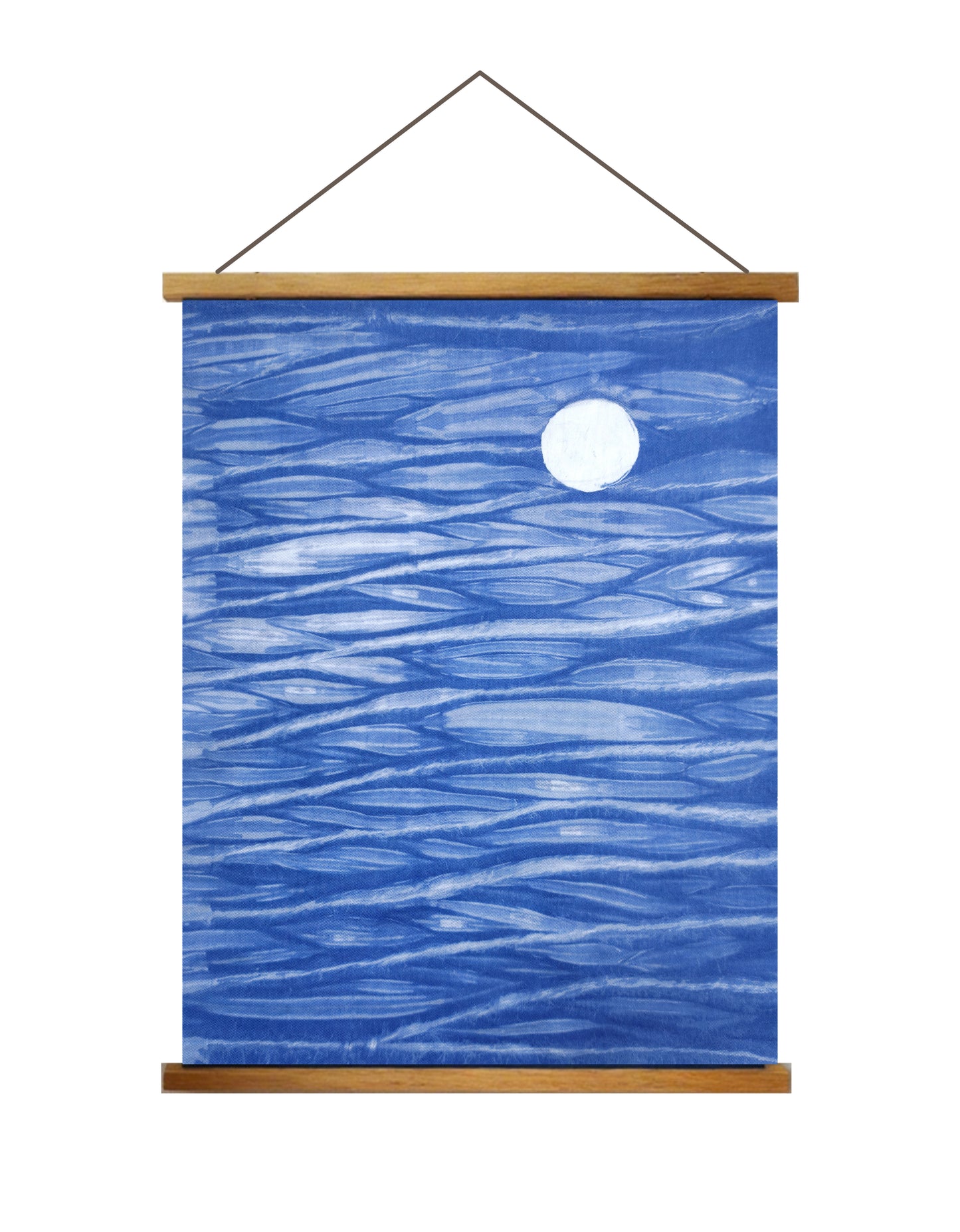 Indigo Batik Wall Art Framed Textile Moonlit Ripples Original Art Decorative Painting Hand-dyed Decor #BW17C
