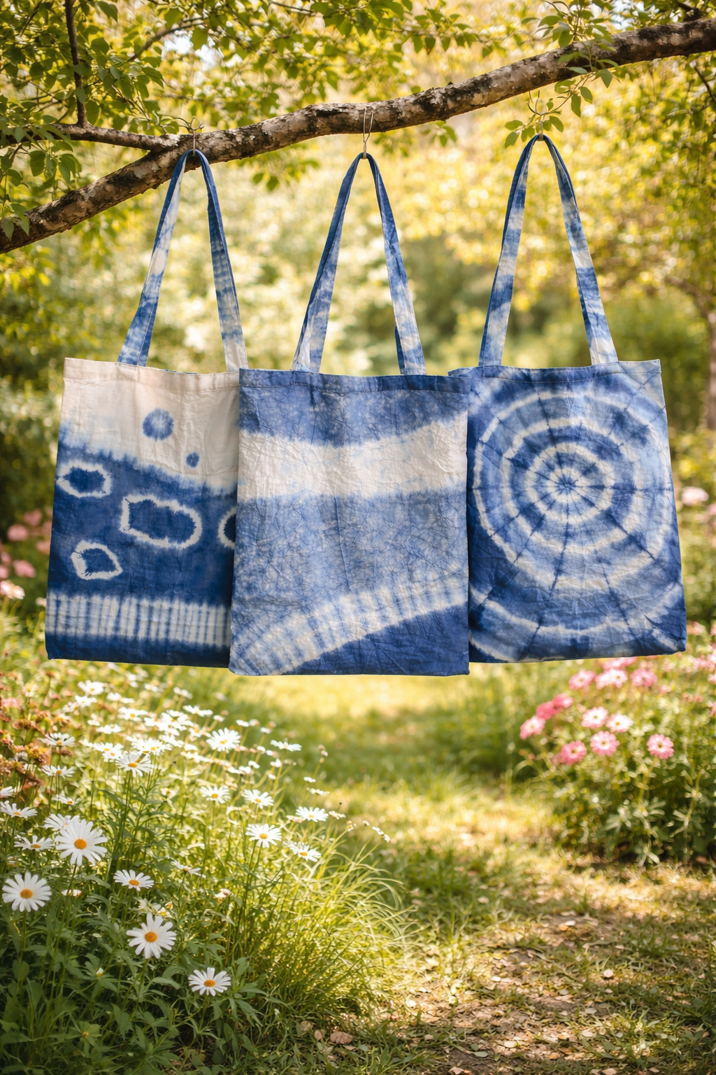BA-01: One-of-a-Kind Hand-Dyed Batik Tote · 100% Pre-Washed Cotton