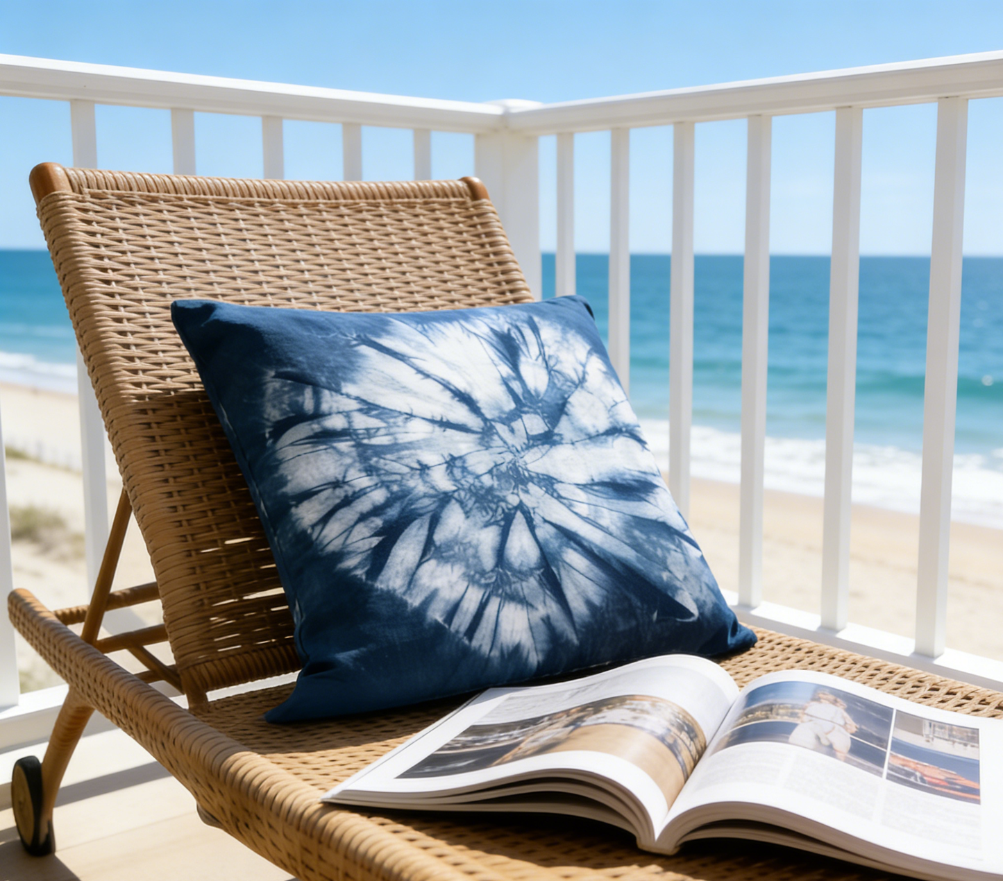 Indigo Batik Pillow Cover – Hand-Dyed Cotton Boho Farmhouse Decor #BH06