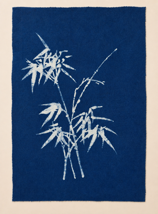 Handmade Botanical Textile Wall Art | Indigo Batik Wall Hanging | Nature Wall Decor | Wabi-Sabi Home Decor | Housewarming Gift