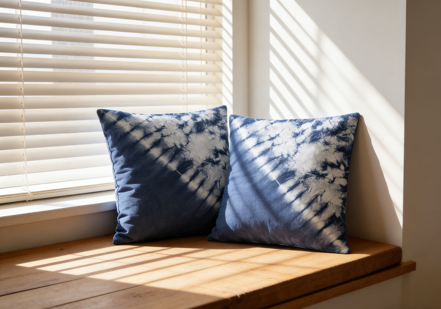 Indigo Batik Pillow Cover – "Starry Galaxy" Hand Tie-dye Diagonal Color Block Pillow Cover | Modern Minimalist Wabi Sabi Home Decor, Cotton Boho Farmhouse Decor #BH06H