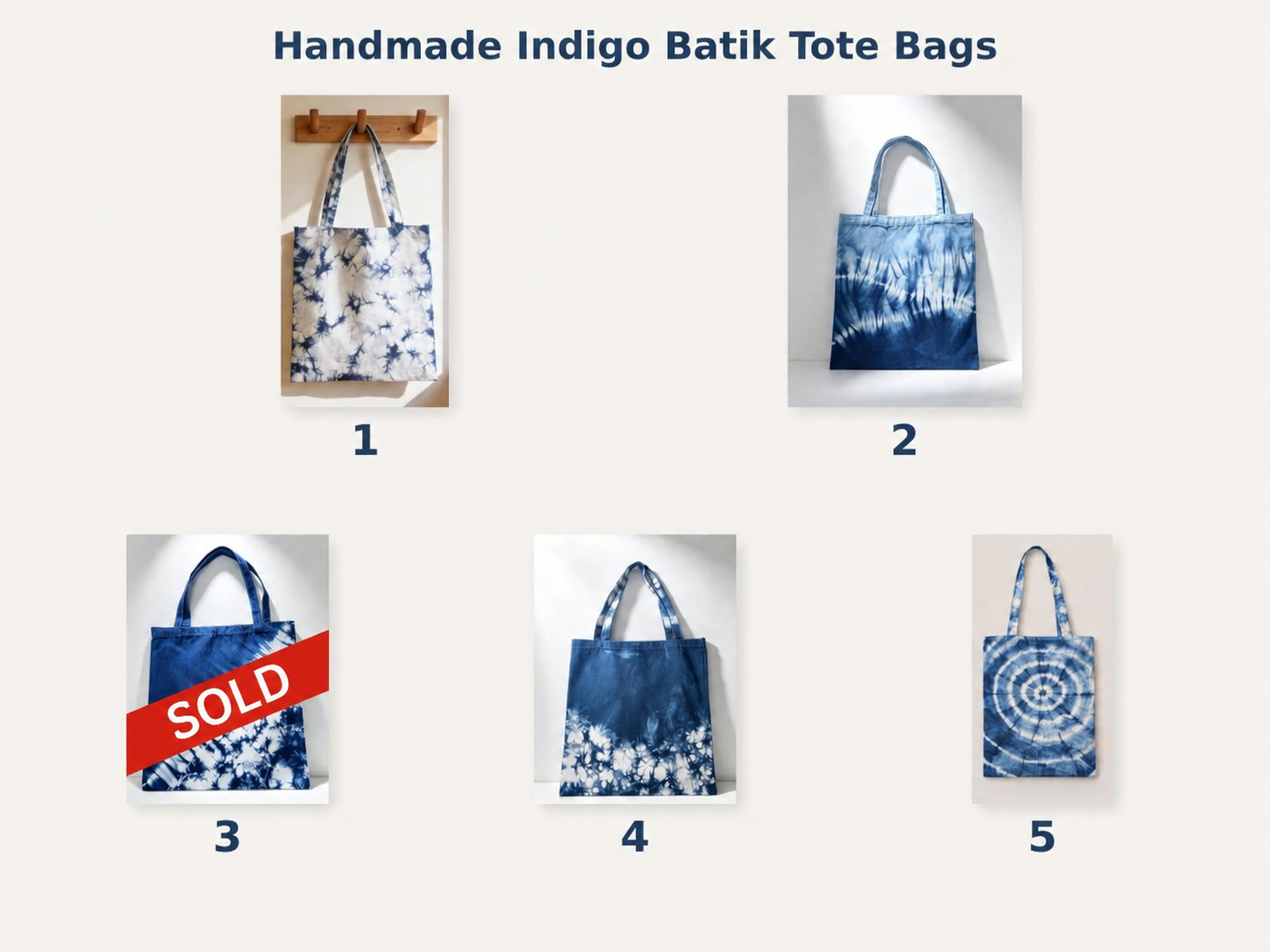 Handmade Cotton Tote Bag | Indigo Batik Tote | Shibori Shoulder Bag | Reusable Market Bag | Gift for Her