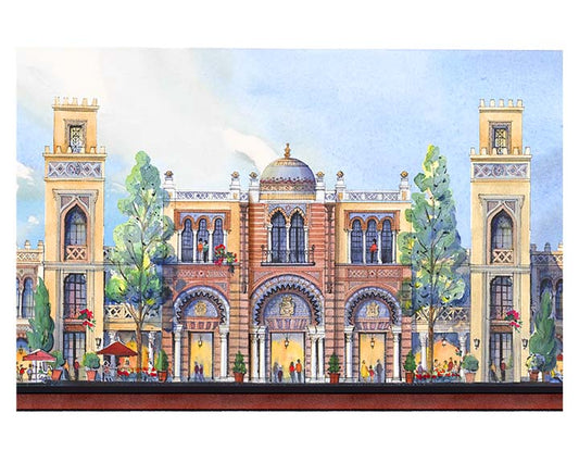 AP-12: An Evening Beneath the Arches – 12x16 Limited Edition Signed Art Print by Kurt Xu | Architectural Cityscape Wall Art