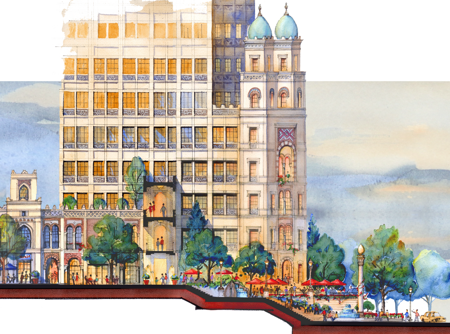 AP-18: A Lifetime Beneath the Arches – Limited Edition Signed Panoramic Art Print 8x26 | Architectural Cityscape Wall Art by Kurt Xu