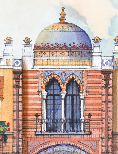 AP-18: A Lifetime Beneath the Arches – Limited Edition Signed Panoramic Art Print 8x26 | Architectural Cityscape Wall Art by Kurt Xu