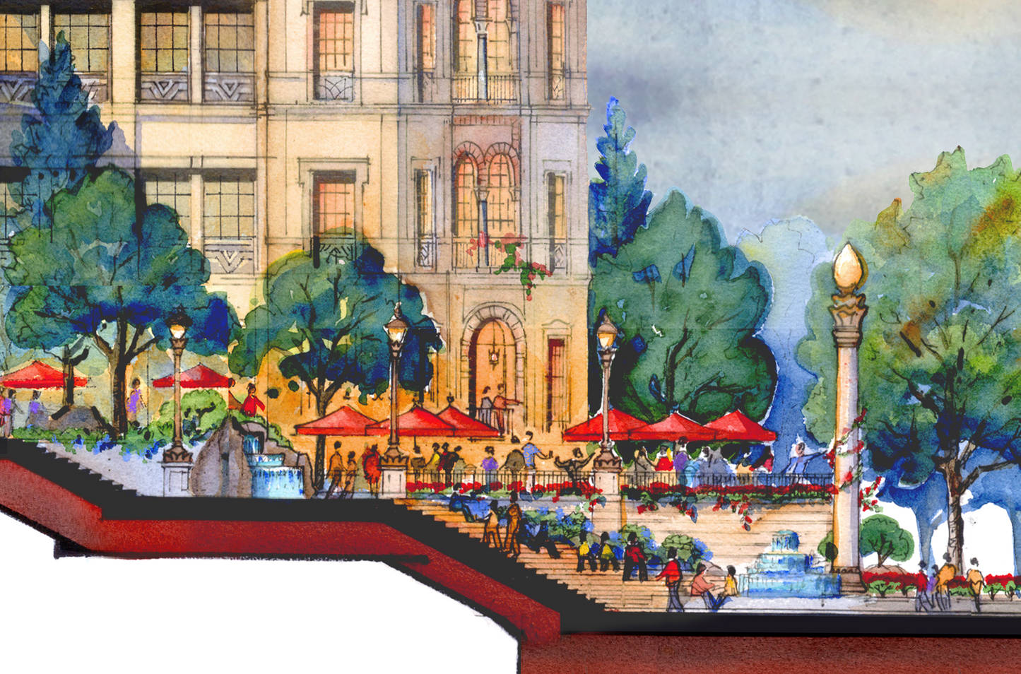 AP-18: A Lifetime Beneath the Arches – Limited Edition Signed Panoramic Art Print 8x26 | Architectural Cityscape Wall Art by Kurt Xu