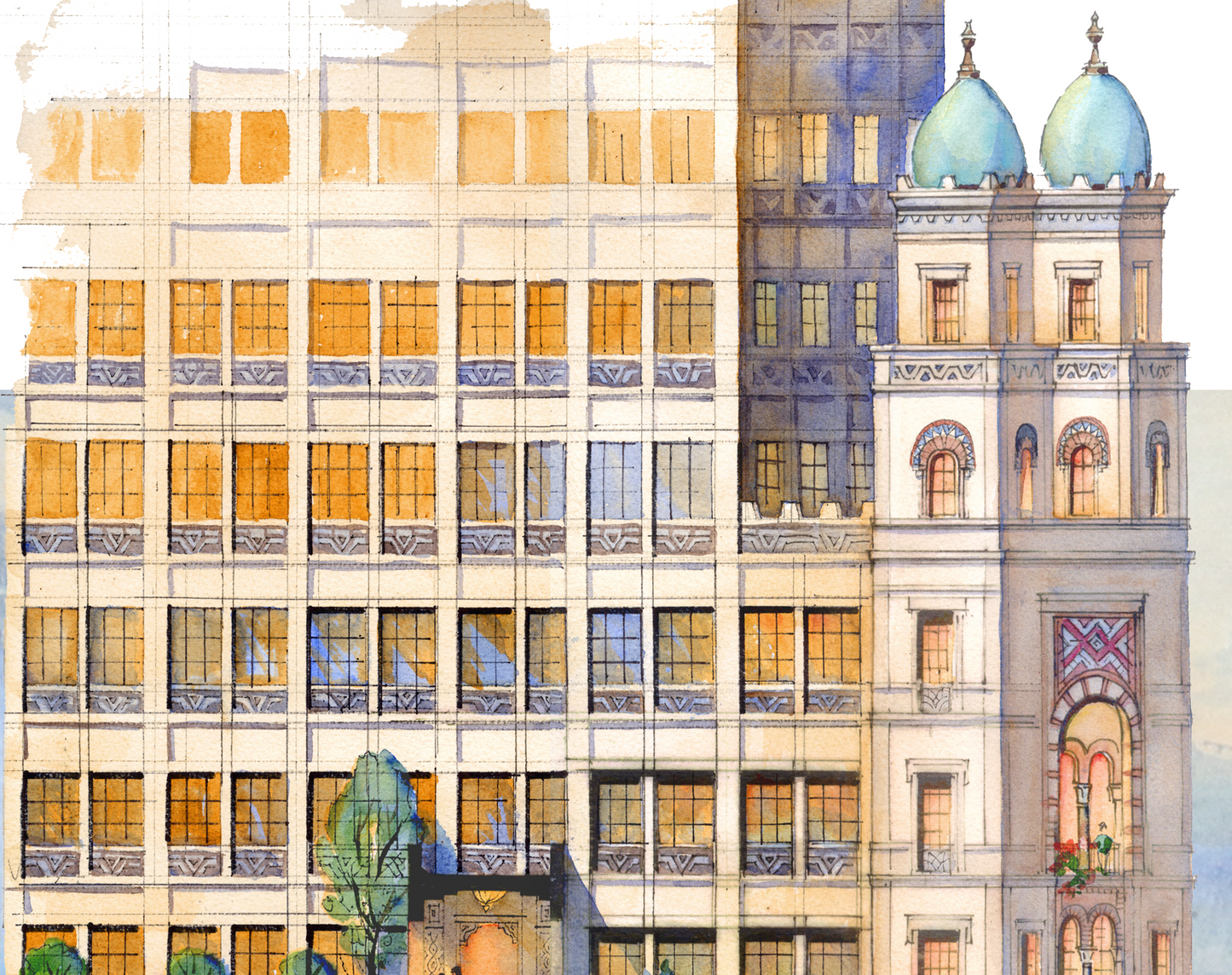 AP-18: A Lifetime Beneath the Arches – Limited Edition Signed Panoramic Art Print 8x26 | Architectural Cityscape Wall Art by Kurt Xu