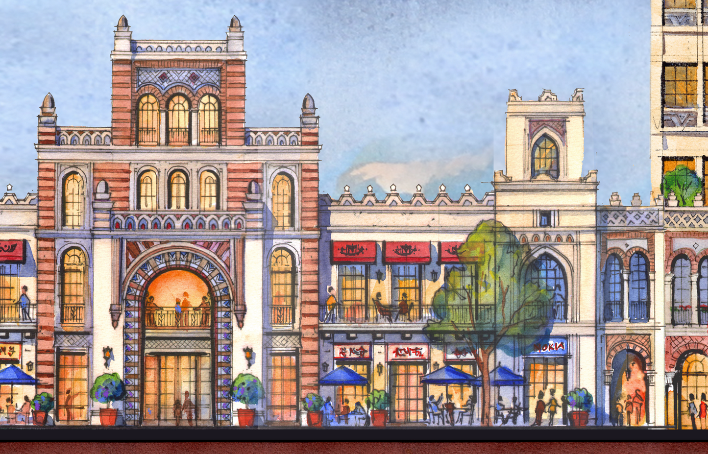 AP-18: A Lifetime Beneath the Arches – Limited Edition Signed Panoramic Art Print 8x26 | Architectural Cityscape Wall Art by Kurt Xu