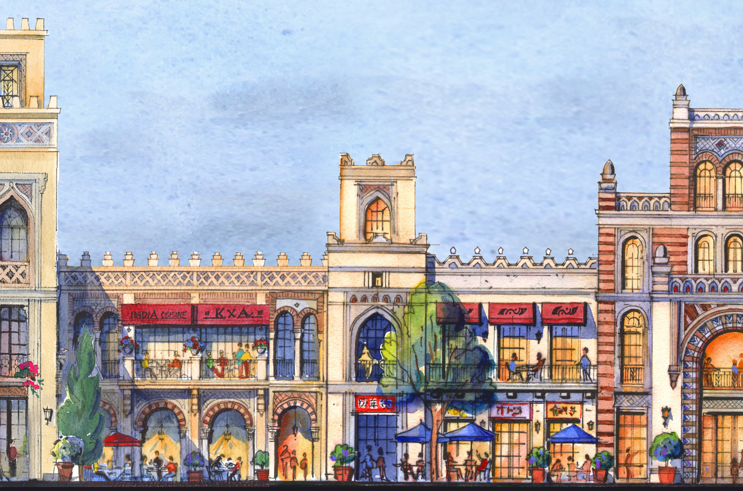 AP-18: A Lifetime Beneath the Arches – Limited Edition Signed Panoramic Art Print 8x26 | Architectural Cityscape Wall Art by Kurt Xu