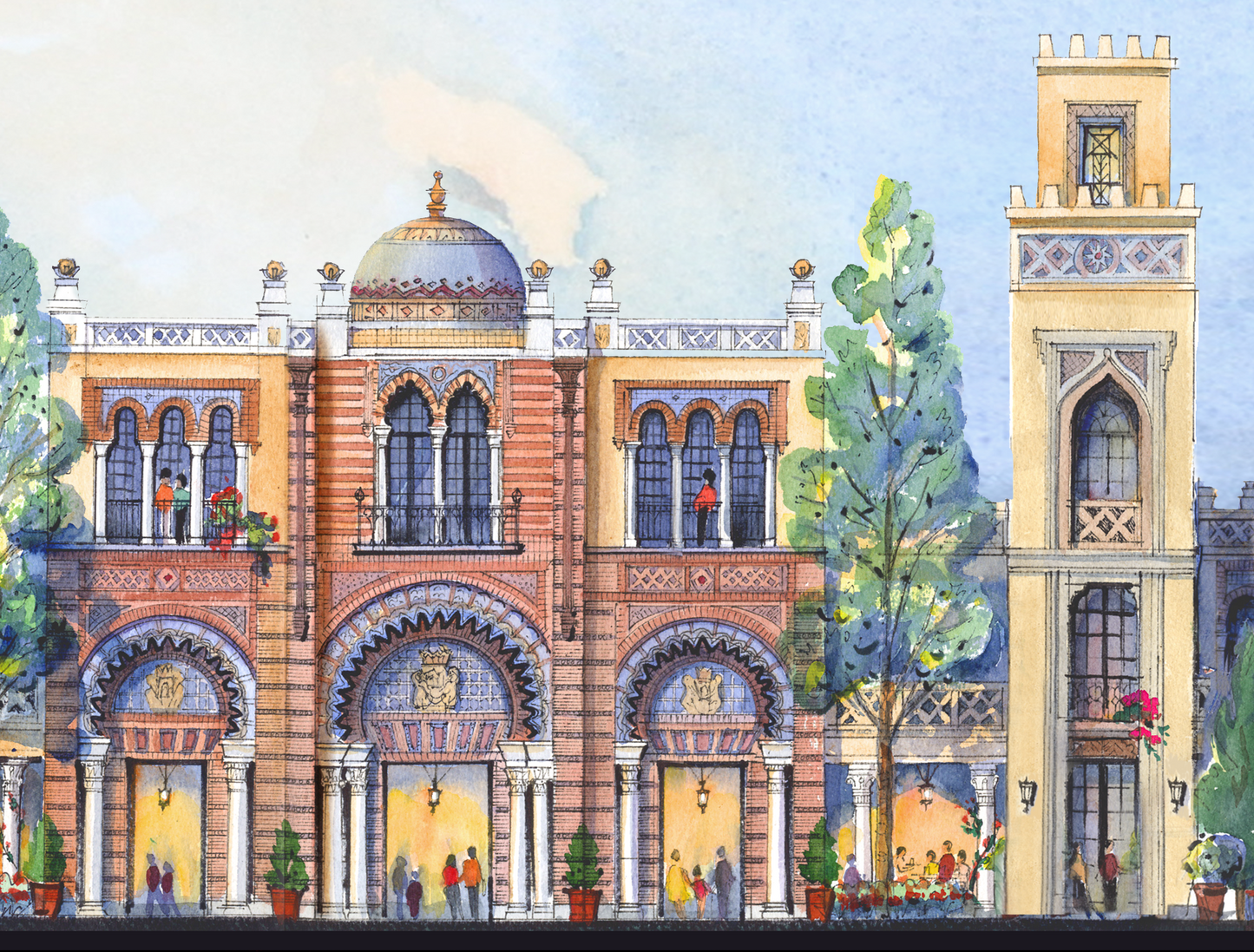 AP-18: A Lifetime Beneath the Arches – Limited Edition Signed Panoramic Art Print 8x26 | Architectural Cityscape Wall Art by Kurt Xu