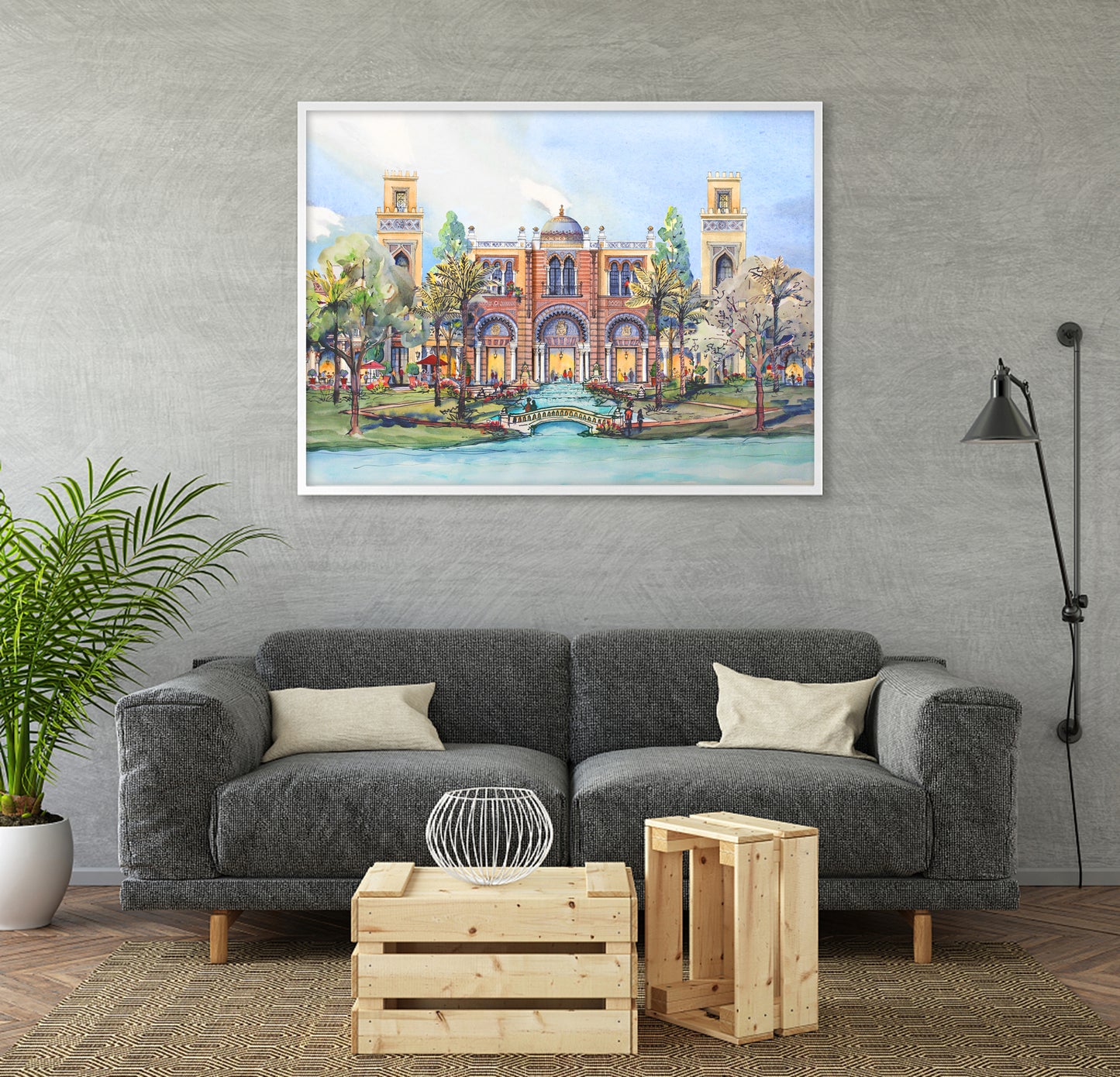 AP-17: A Morning Beneath the Arches – Limited Edition Signed 12x16 Art Print by Kurt Xu, Architectural Watercolor Wall Art