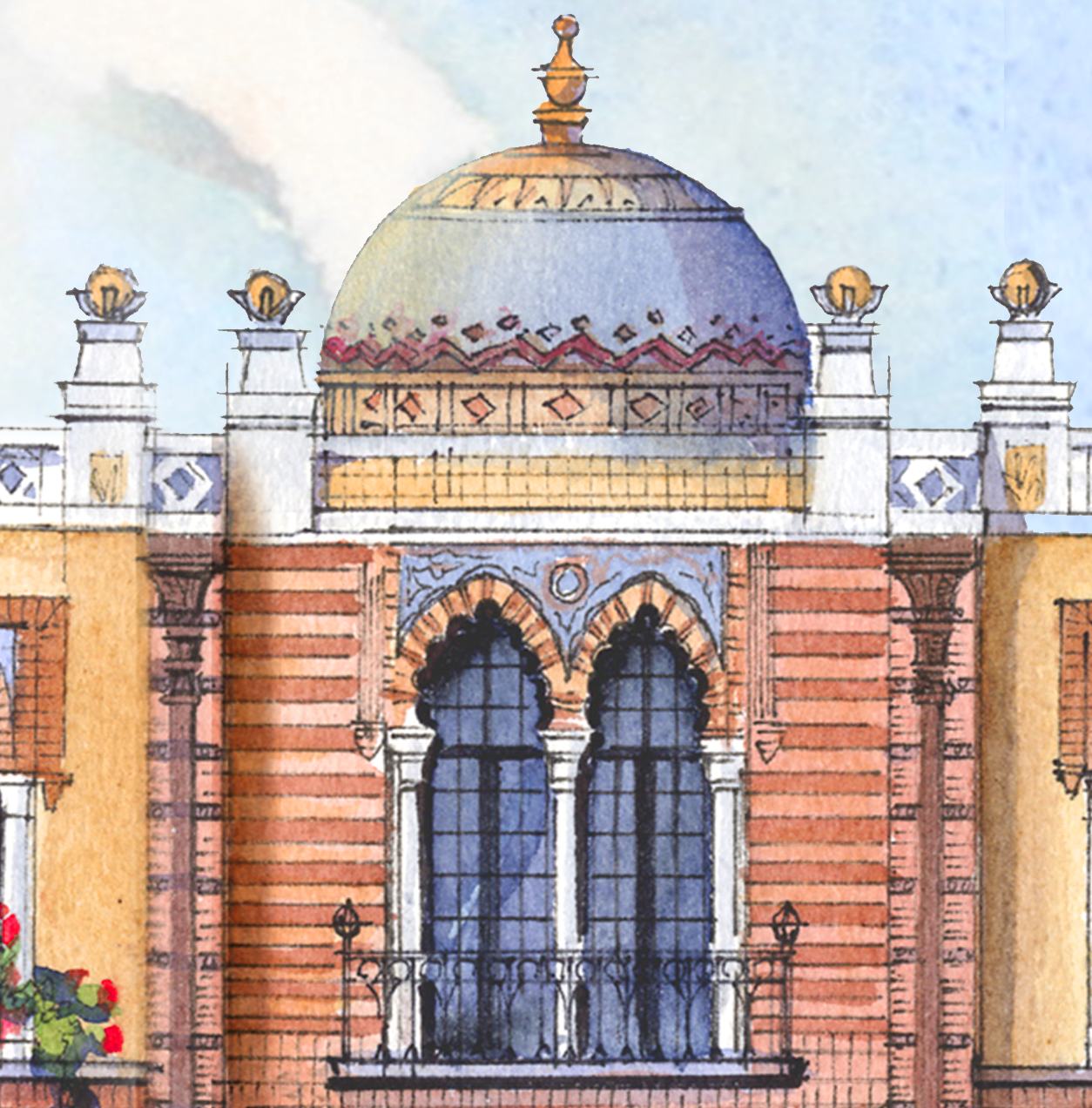 AP-12: An Evening Beneath the Arches – 12x16 Limited Edition Signed Art Print by Kurt Xu | Architectural Cityscape Wall Art