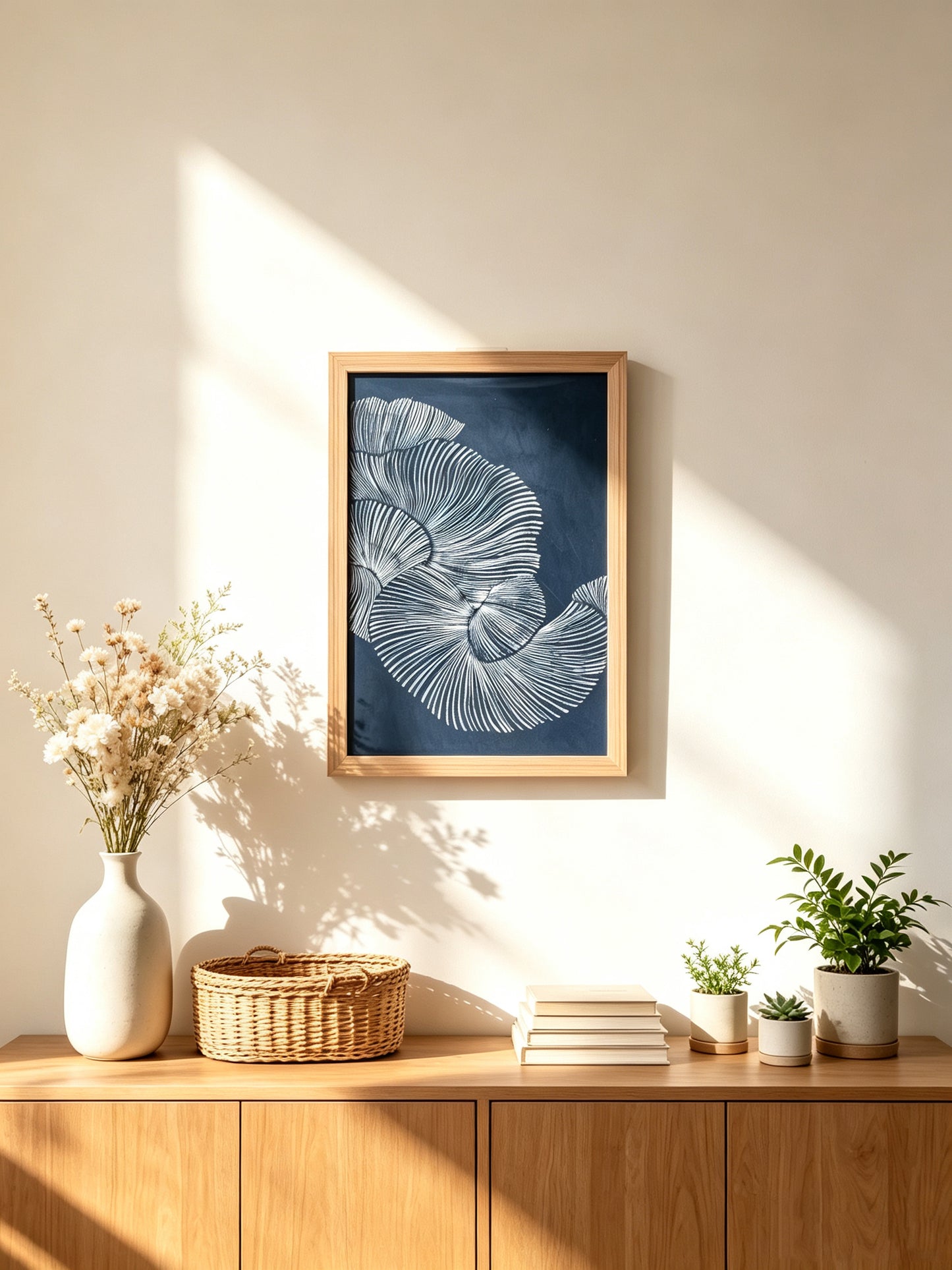 Handmade Indigo Batik Wall Art | Blue & White Tides | Ocean Wave Textile Art on Linen | Minimalist Coastal Japandi Decor