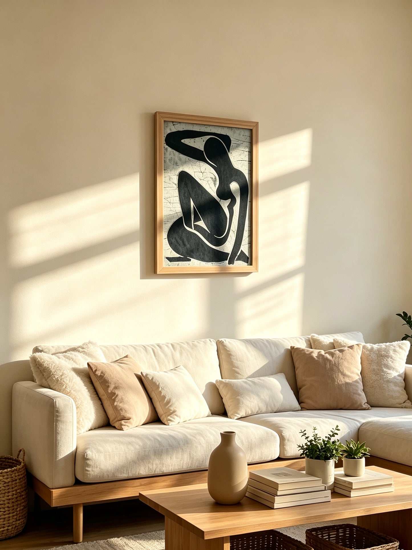 Handmade Indigo Batik Wall Art | Homage to Matisse Blue Nude | Abstract Figurative Textile Art on Linen | Modern Minimalist Framed Decor