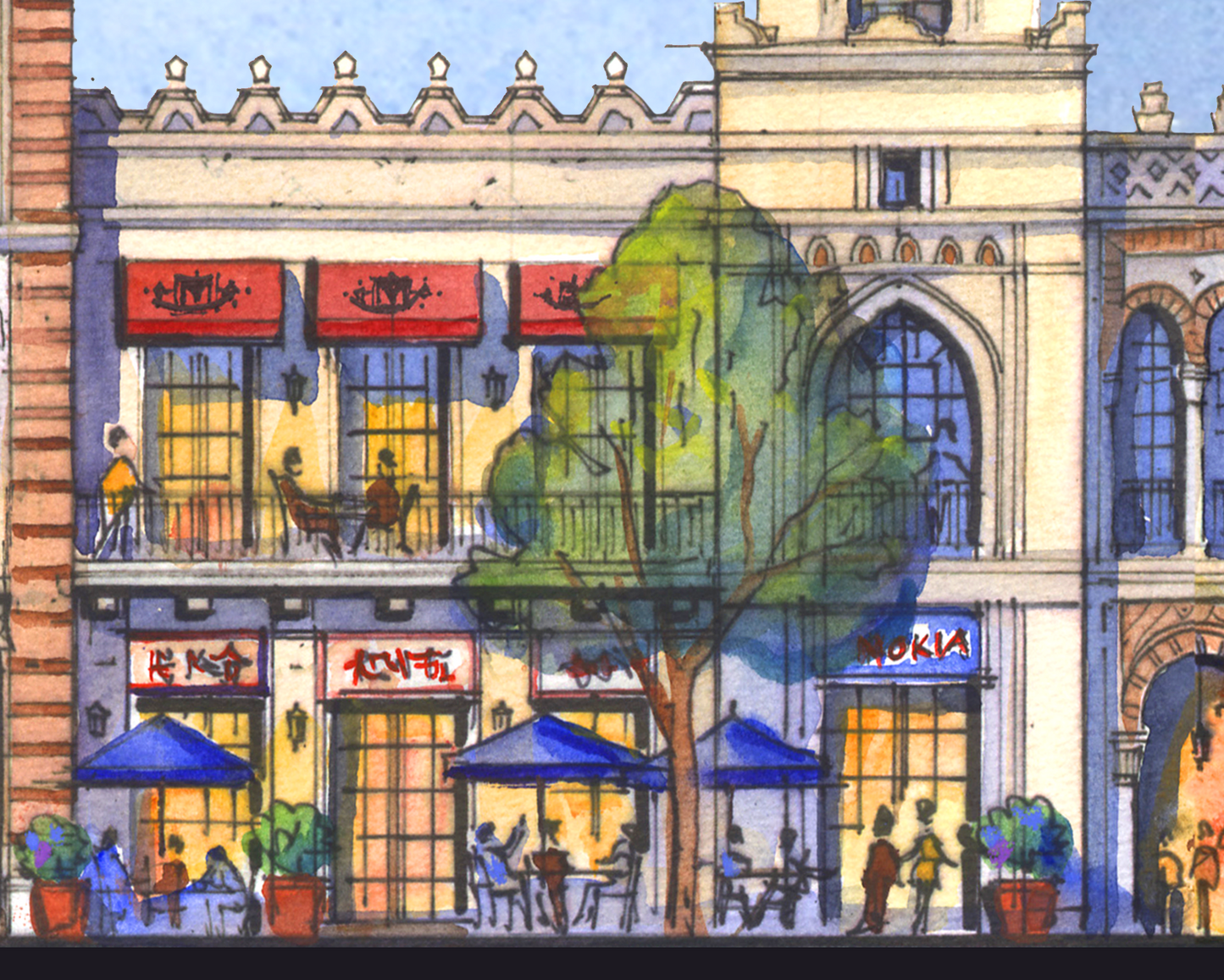 AP-11: The Heart of the City – Limited Edition Signed Art Print by Kurt Xu (12x16) | Architectural Cityscape Wall Art | Fine Art Illustration