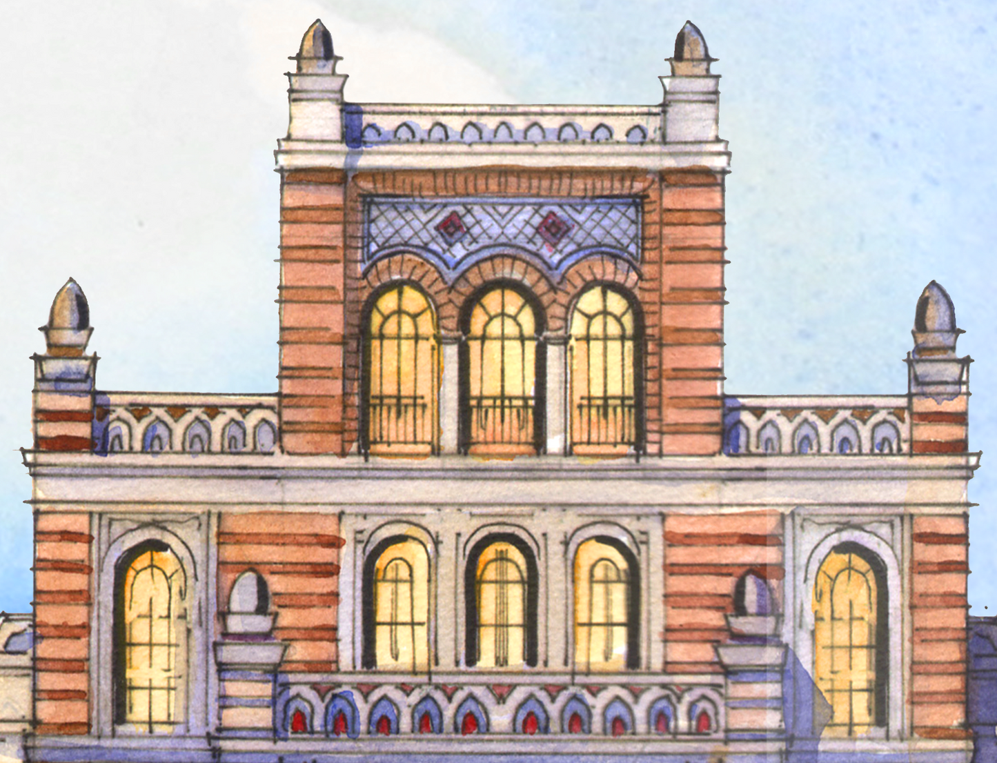 AP-11: The Heart of the City – Limited Edition Signed Art Print by Kurt Xu (12x16) | Architectural Cityscape Wall Art | Fine Art Illustration