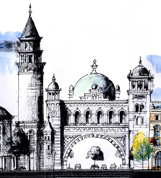 From Shadow Into Light – Signed Panoramic Architectural Print, 8x26 Fine Art Cityscape (AP-13)