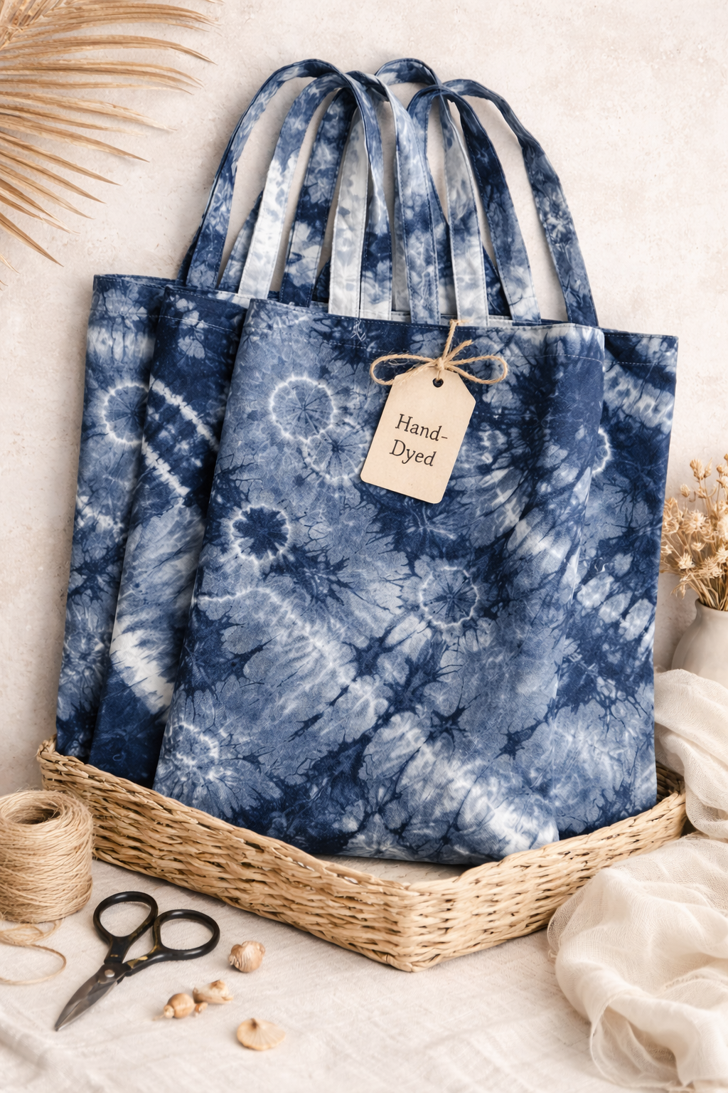 BA-01: One-of-a-Kind Hand-Dyed Batik Tote · 100% Pre-Washed Cotton