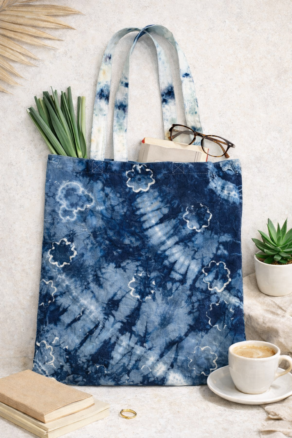 BA-01: One-of-a-Kind Hand-Dyed Batik Tote · 100% Pre-Washed Cotton