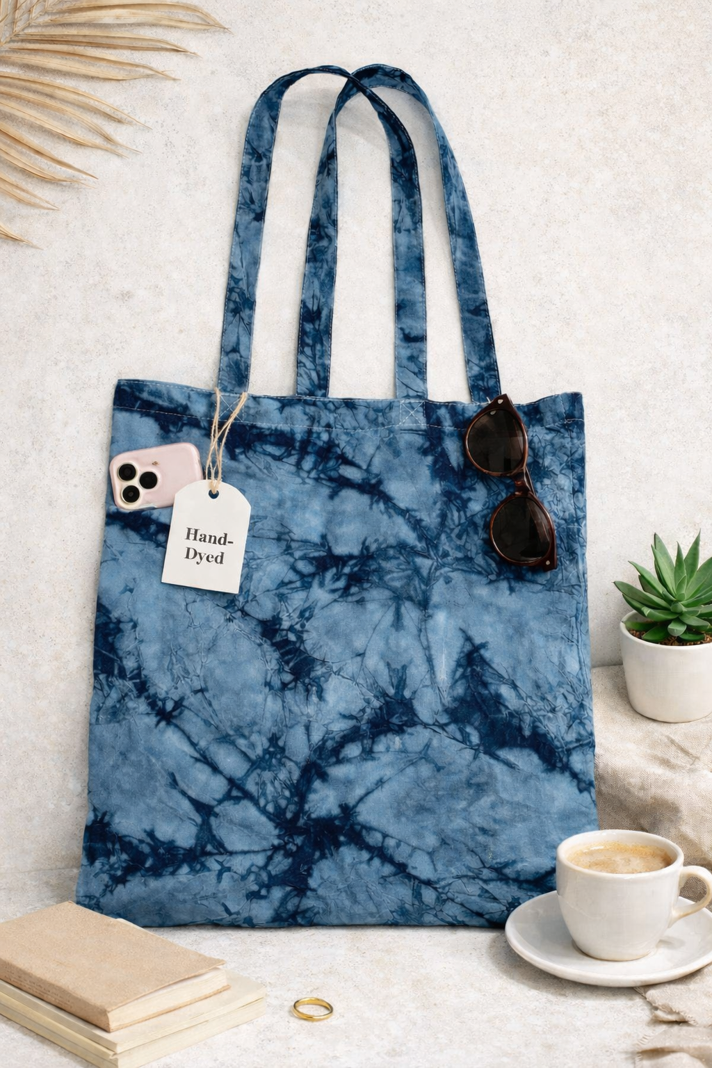 BA-01: One-of-a-Kind Hand-Dyed Batik Tote · 100% Pre-Washed Cotton