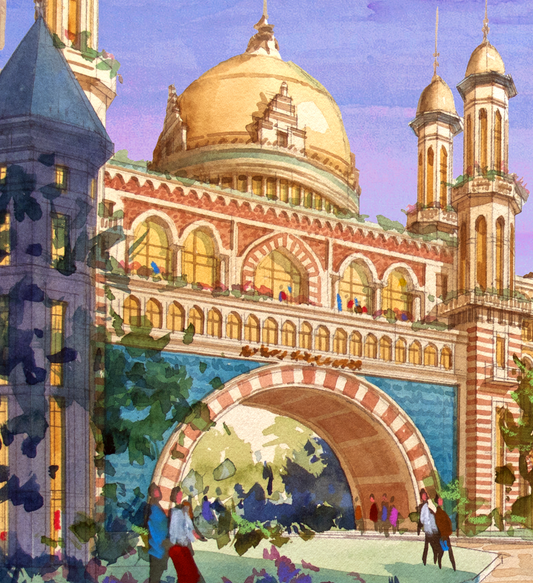 Whispers of a Royal Square – Limited Edition Architectural Watercolor, 12x16 Signed Art Print (AP-14)