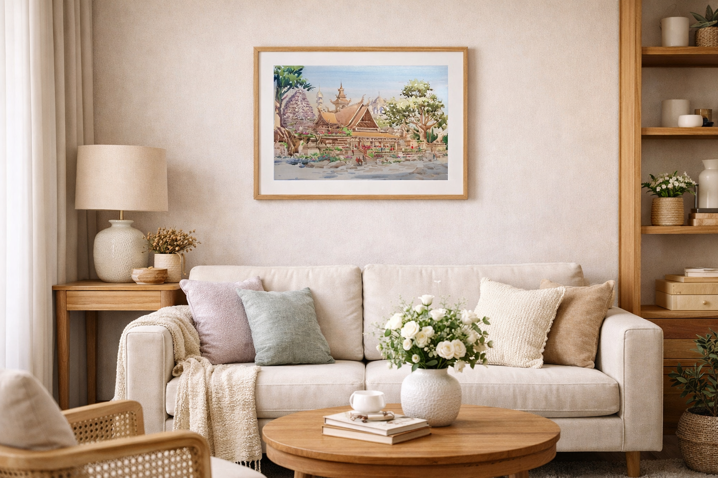 AP-15: Where the Temple Breathes – Limited Edition Signed Art Print by Kurt Xu | 12x16 Watercolor Architecture Wall Art | Asian Temple Landscape Decor
