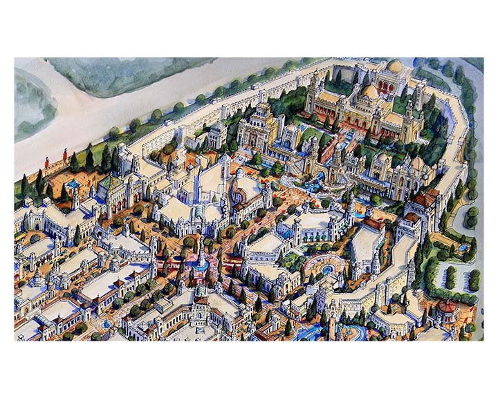 AP-16: Where Empires Sleep – Limited Edition Signed Art Print by Kurt Xu | 12x16 Architectural Cityscape Wall Art | Fine Art Illustration | Collector Artwork