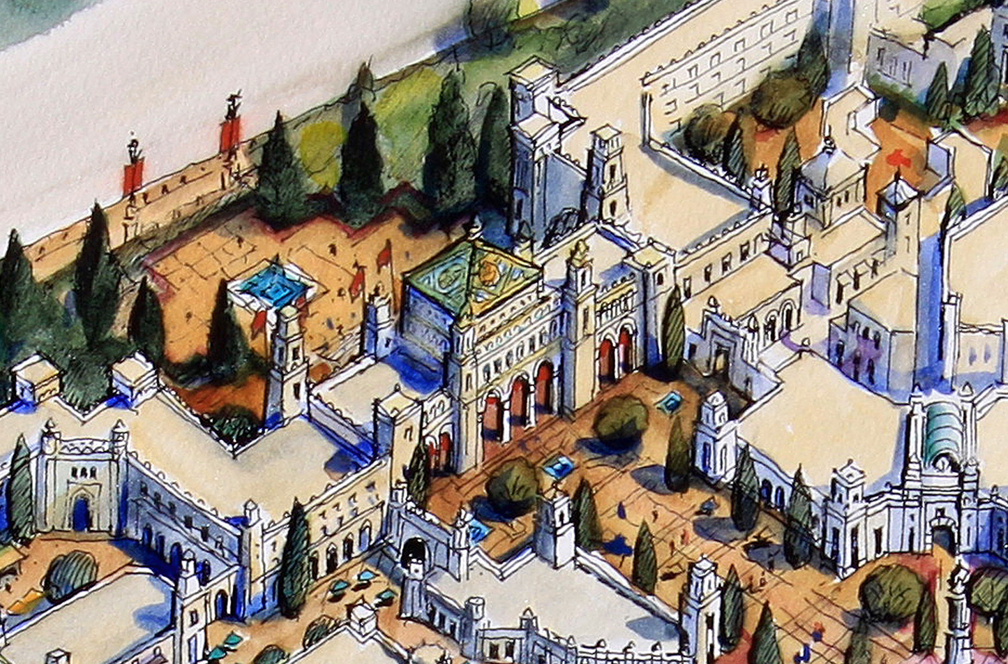 AP-16: Where Empires Sleep – Limited Edition Signed Art Print by Kurt Xu | 12x16 Architectural Cityscape Wall Art | Fine Art Illustration | Collector Artwork