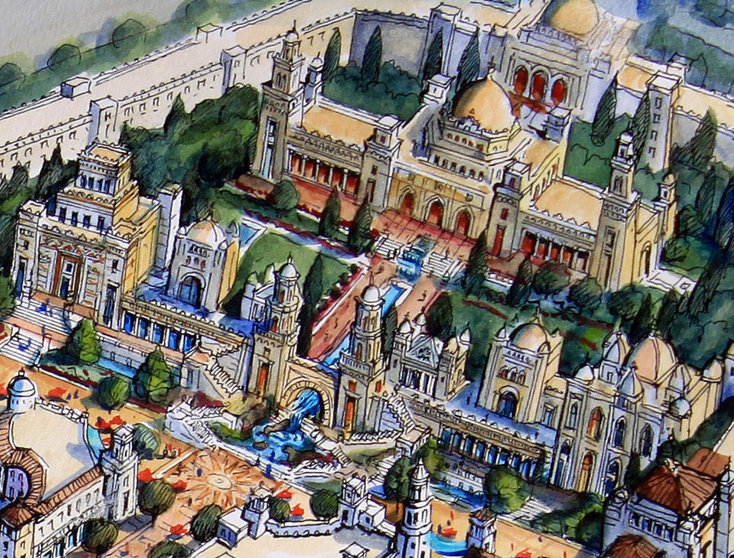 AP-16: Where Empires Sleep – Limited Edition Signed Art Print by Kurt Xu | 12x16 Architectural Cityscape Wall Art | Fine Art Illustration | Collector Artwork