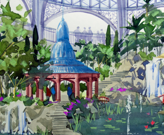 The Secret Garden Pavilion – Botanical Architectural Art Print, Signed 12x16 Limited Edition (AP-10)