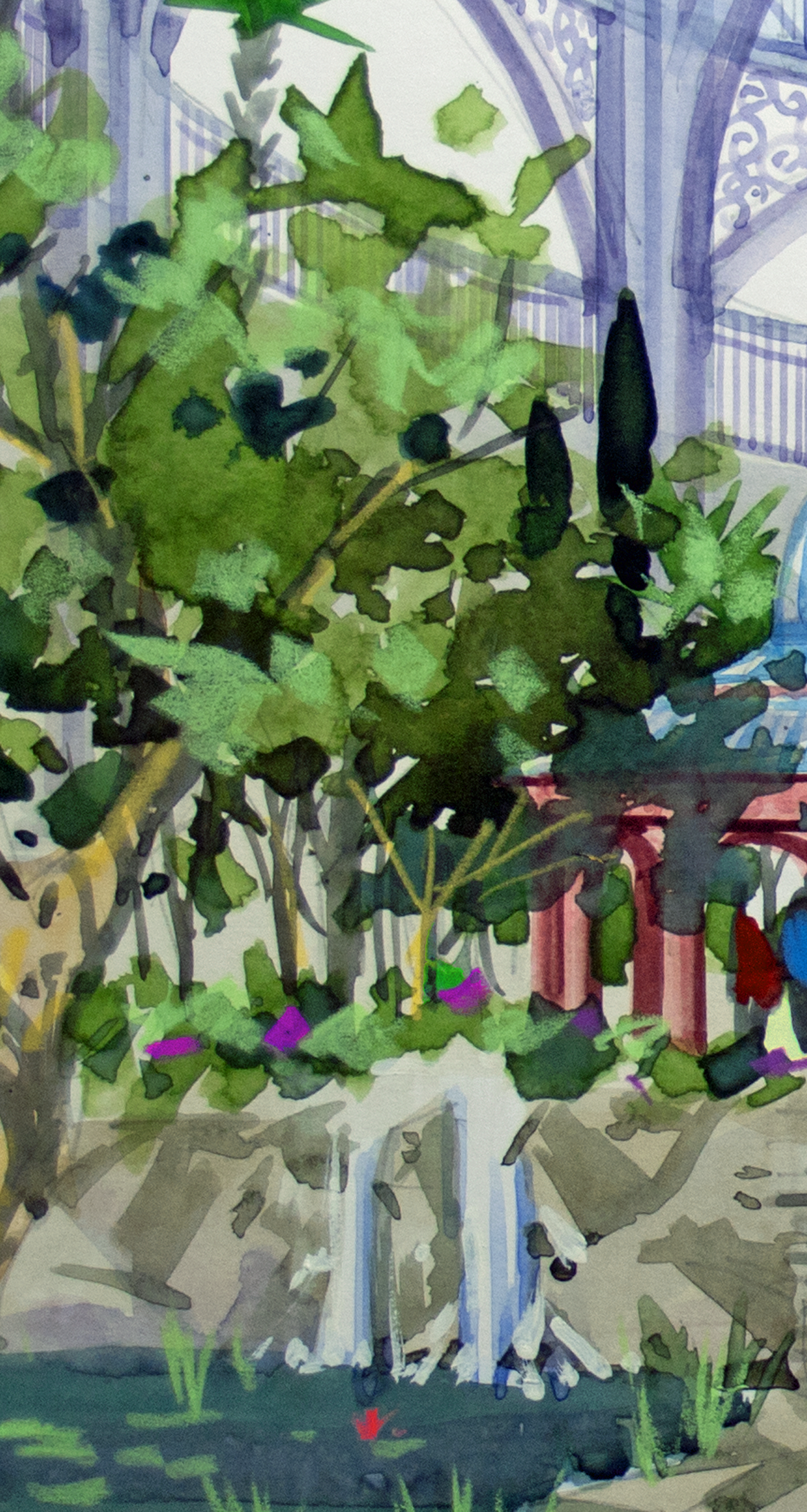 AP-10: The Secret Garden Pavilion – Limited Edition Signed Art Print (12x16) by Kurt Xu | Botanical Architectural Wall Art