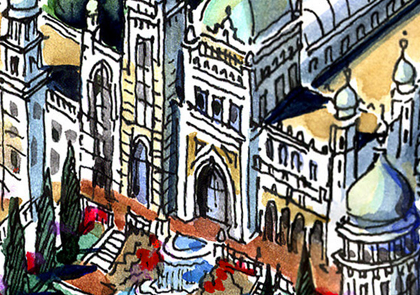 AP-09: Crown of the Valley – Limited Edition Signed Art Print (12x16) by Kurt Xu | Architectural Cityscape Wall Art | Fine Art Illustration